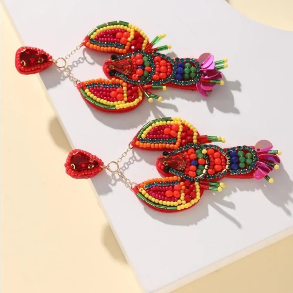 NEW Lobster Shaped Pendant Earrings - Picture 2 of 3
